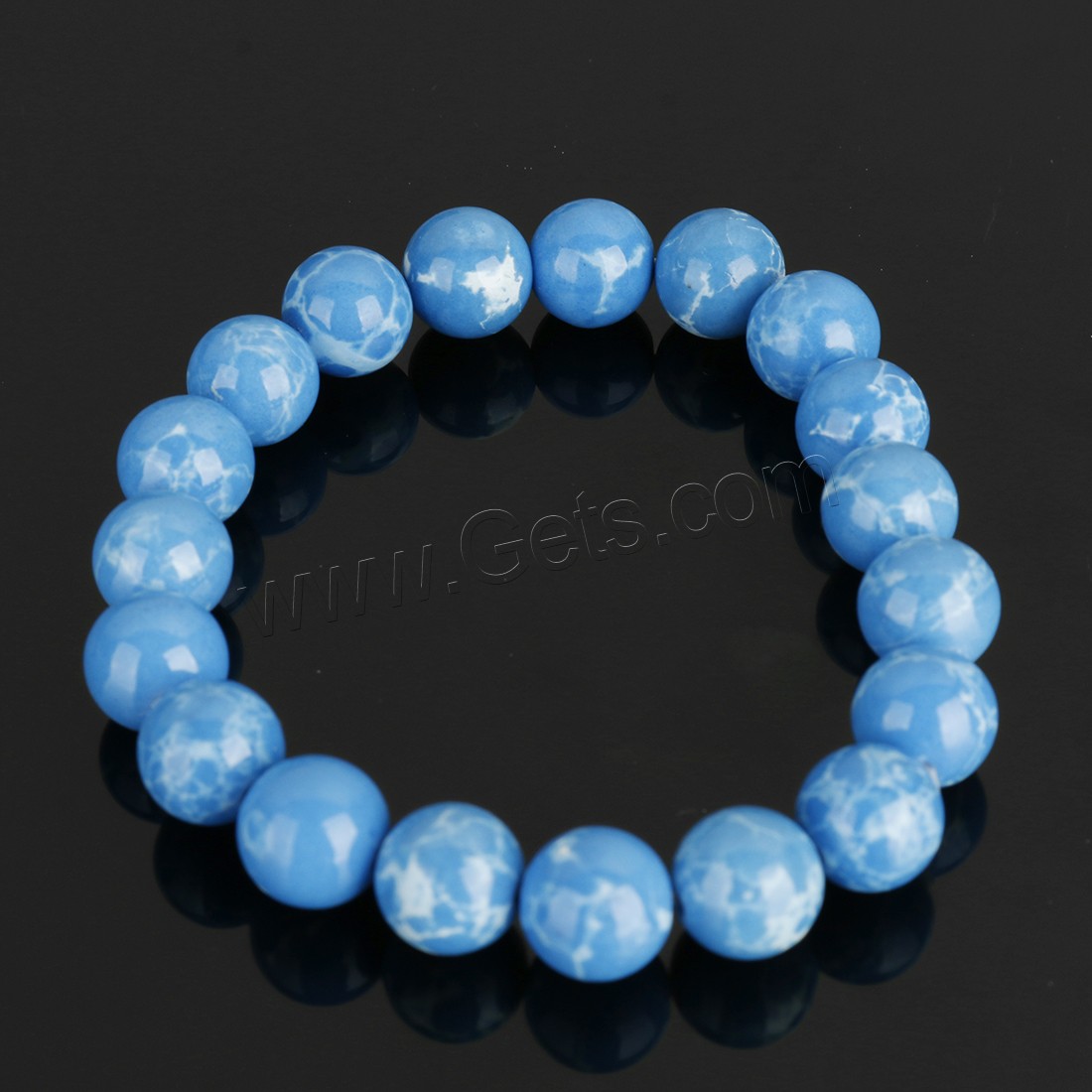 Synthetic Turquoise Bracelet, Round, different size for choice, more colors for choice, Length:Approx 8 Inch, Sold By Strand