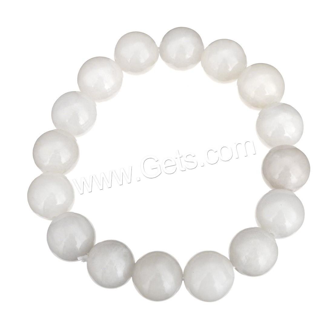 Dyed Jade Bracelet, Round, different size for choice, white, Length:Approx 8 Inch, Sold By Strand