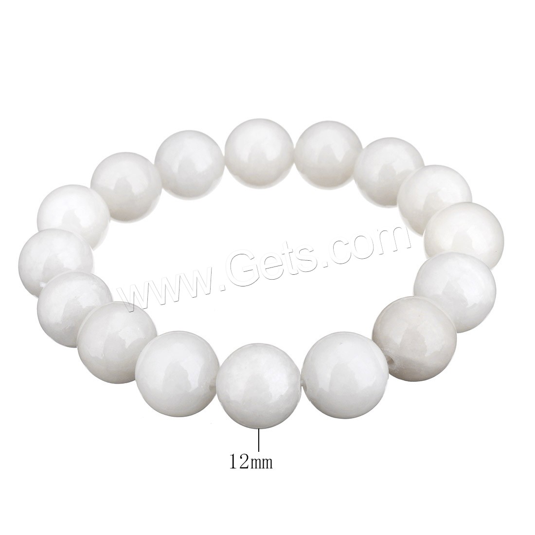 Dyed Jade Bracelet, Round, different size for choice, white, Length:Approx 8 Inch, Sold By Strand