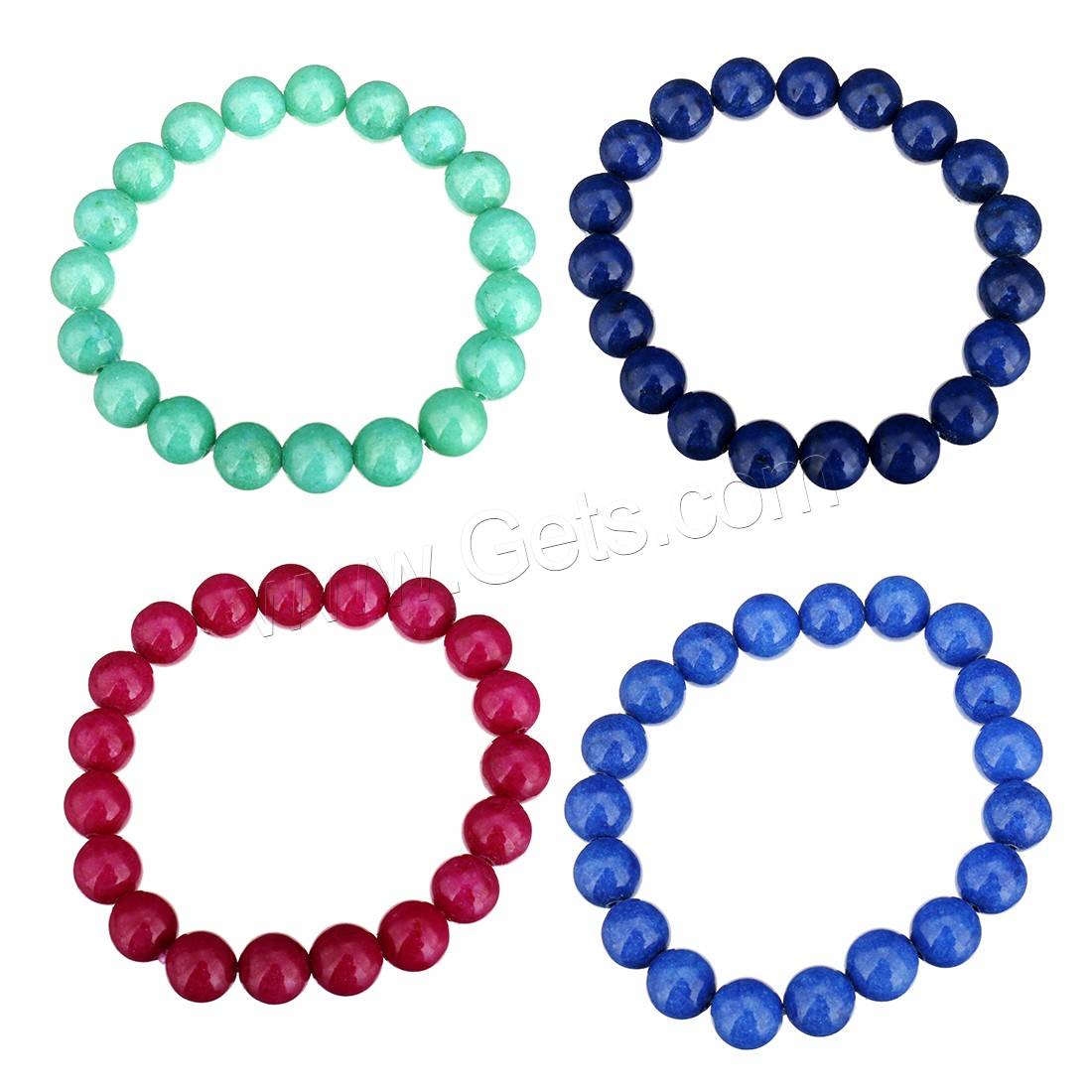 Mashan Jade bracelet, Rond, normes différentes pour le choix, plus de couleurs à choisir, Longueur:Environ 8 pouce, Vendu par brin