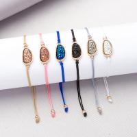 Zinc Alloy Bracelet, with Nylon Cord & Plastic, gold color plated, adjustable & for woman 22mm Approx 7.5 Inch 