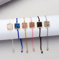 Zinc Alloy Bracelet, with Nylon Cord & Plastic, gold color plated, adjustable & for woman 20mm Approx 7.5 Inch 