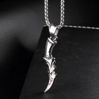 Stainless Steel Jewelry Necklace, Dagger, box chain & for man & blacken Approx 23.6 Inch 