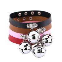 Fashion Choker Necklace, PU Leather, with Stainless Steel, with bell & for woman, mixed colors, 16mm Approx 17 Inch 