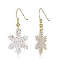 Enamel Zinc Alloy Drop Earring, Snowflake, gold color plated, hypo allergic & for woman 