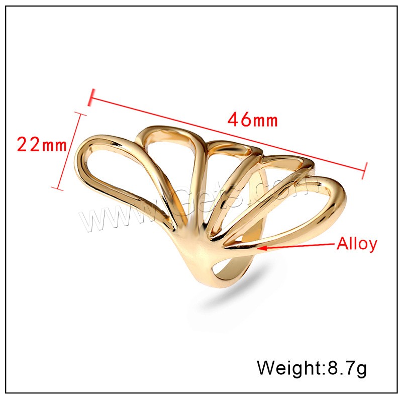 Zinc Alloy Finger Ring, Angel Wing, gold color plated, different size for choice & for woman, 46x22mm, Sold By PC