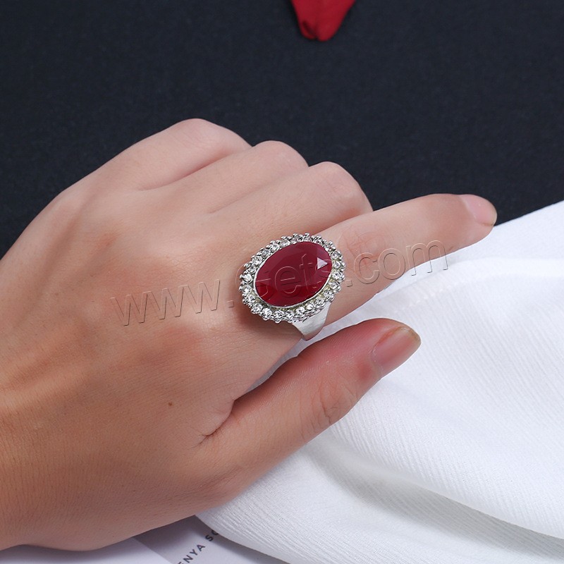 Harz Zink Legierung Finger Ring, Zinklegierung, mit Harz, Platinfarbe platiniert, verschiedene Größen vorhanden & für Frau & mit Strass & Schwärzen, 25x25mm, verkauft von PC