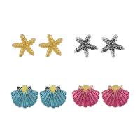 Zinc Alloy Stud Earring Set, earring & necklace, plated, stoving varnish & for woman, 10mm 10mm 