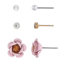 alliage de zinc Stud Set, boucle d'oreille & collier, avec perle de plastique, Placage, pour femme & avec strass, plus de couleurs à choisir, 2mm, 2mm, 10mm Vendu par lot