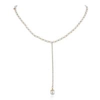 Rhinestone Zinc Alloy Necklace, with Plastic Pearl, with 1.2inch extender chain, gold color plated, adjustable & for woman & with rhinestone Approx 15.5 Inch 