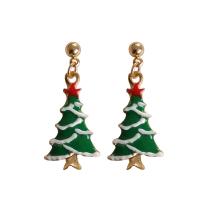 Zinc Alloy Stud Earring, gold color plated, Christmas Design & for woman 