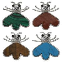 Gemstone Brass Pendants, with Gemstone, Insect, silver color plated & enamel Approx 