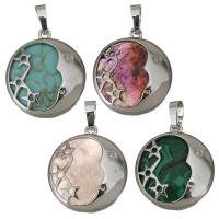 Gemstone Brass Pendants, with Gemstone, silver color plated 1.5mm Approx 