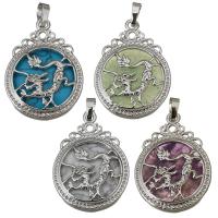 Gemstone Brass Pendants, with Gemstone, Dragon, silver color plated Approx Inner Approx 2mm, 0.5mm 