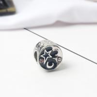 Rhinestone Zinc Alloy European Beads, Moon and Star, silver color plated, without troll & enamel & with rhinestone Approx 5mm 