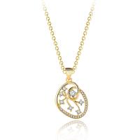 Rhinestone Brass Necklace, with 2inch extender chain, Branch, real gold plated, adjustable & oval chain & for woman & with rhinestone Approx 17.5 Inch 