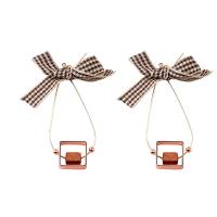 Zinc Alloy Drop Earring, with Cloth, Bowknot, gold color plated, for woman 