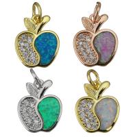 Cubic Zirconia Micro Pave Brass Pendant, with Opal, Apple, plated, micro pave cubic zirconia Approx 4mm 