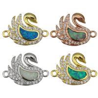 Cubic Zirconia Micro Pave Brass Connector, with Opal, Swan, plated, micro pave cubic zirconia & 1/1 loop Approx 1.5mm 
