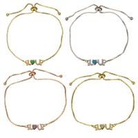 Cubic Zirconia Micro Pave Brass Bracelet, with Opal, plated, box chain & micro pave cubic zirconia & for woman 1mm Approx 6-9 Inch 