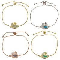 Cubic Zirconia Micro Pave Brass Bracelet, with Opal, Swan, plated, box chain & micro pave cubic zirconia & for woman 1mm Approx 6-9 Inch 