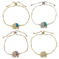 Cubic Zirconia Micro Pave Brass Bracelet, with Opal, Elephant, plated, box chain & micro pave cubic zirconia & for woman 1mm Approx 6-9 Inch 