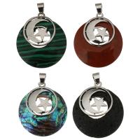 Gemstone Brass Pendants, with Gemstone, platinum color plated Approx 