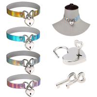 Fashion Choker Necklace, PU Leather, with Zinc Alloy, Heart, for woman, mixed colors, 17mm Approx 13.3 Inch 