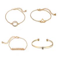 Rhinestone Zinc Alloy Jewelry Set, bangle & bracelet, with 1.3-2inch extender chain, gold color plated, adjustable & oval chain & for woman & with rhinestone, Inner Approx 62mm Approx 6.2-6.8 Inch 