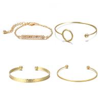 Fashion Zinc Alloy Jewelry Sets, bangle & bracelet, with 2inch extender chain, gold color plated, adjustable & oval chain & for woman & with rhinestone, Inner Approx 58mm, 60mm, 70mm Approx 6.2 Inch 