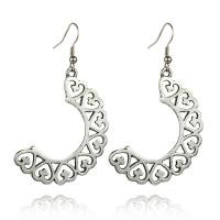 Zinc Alloy Drop Earring, antique silver color plated & for woman, 48mm, 55mm, 60mm, 56mm, 73mm, 54mm, 63mm 