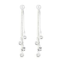 Zinc Alloy Tassel Earring, with Glass Pearl, plated, micro pave cubic zirconia & for woman 90mm 