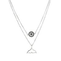 Ожерелье цинкового сплава , цинковый сплав, плакирован серебром, Двойной слой & Овальный цепь & Женский, 29mm, длина:Приблизительно 17.7 дюймовый, продается Strand