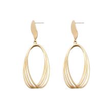 Zinc Alloy Drop Earring, with Brass, sterling silver post pin, Geometrical Pattern, gold color plated, Korean style & for woman, golden 