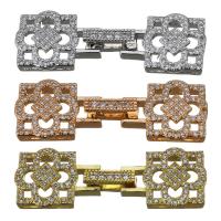 Brass Clasp, plated, micro pave cubic zirconia 36mm Approx 