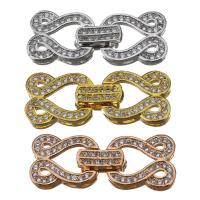 Brass Clasp, plated, micro pave cubic zirconia 26mm Approx 