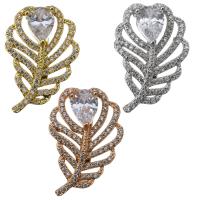 Brass Pendant Bail, Leaf, plated, with loop & micro pave cubic zirconia Approx 1mm 