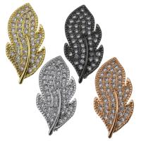 Brass Pendant Bail, Leaf, plated, with loop & micro pave cubic zirconia Approx 1.5mm 