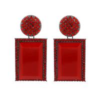 Resin Zinc Alloy Earring, with Resin, plated, for woman & with rhinestone 