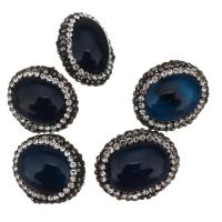 Abalorios de Ágata Azul, con Arcilla analiar de diamantes de imitación AB, 19x18x12mm, agujero:aproximado 0.5mm, Vendido por UD