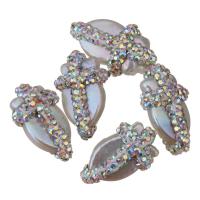 Freshwater Pearl Beads, with Rhinestone Clay Pave, Nuggets, 13-14x21-24x10-11mm Approx 0.5mm 
