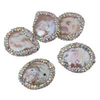 Freshwater Pearl Beads, with Rhinestone Clay Pave, Nuggets, 19-20x21-24x5-8mm Approx 0.5mm 