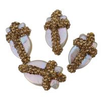 Freshwater Pearl Beads, with Rhinestone Clay Pave, Nuggets, 12-14x21-24x9-11mm Approx 0.5mm 