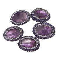 Amethyst Beads, with Rhinestone Clay Pave, 13-16x18-20x4-6mm Approx 0.5mm 