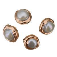 Freshwater Pearl Beads, with Brass, Nuggets, rose gold color plated, 11- 8-10mm Approx 1mm 
