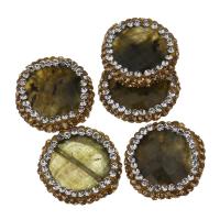 Labradorite Beads, with Rhinestone Clay Pave Approx 0.5mm 
