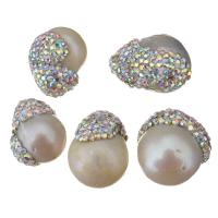 Freshwater Pearl Beads, with Rhinestone Clay Pave, Nuggets, random style, 13-17x18-23x15-18mm Approx 0.8mm 