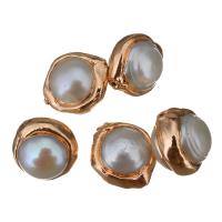 Freshwater Pearl Beads, with Brass, rose gold color plated Approx 0.5mm 