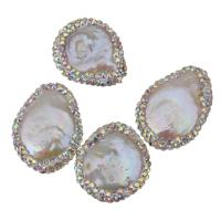 Freshwater Pearl Beads, with Rhinestone Clay Pave, Nuggets, random style, 20-21x23-27x5-7mm Approx 0.5mm 