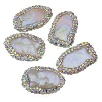 Freshwater Pearl Beads, with Rhinestone Clay Pave, Nuggets, random style, 15-17x22-23x4-7mm Approx 0.5mm 